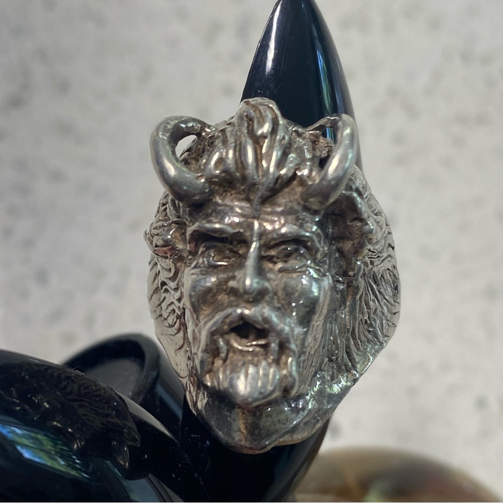 Sterling Silver Horned Face Ring